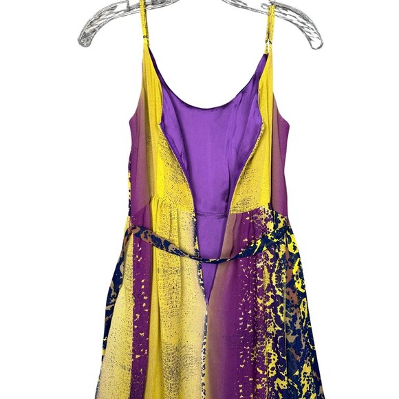 Charlie Jade Maxi Dress Small Purple Yellow Chiffon Animal Print Party Event - Picture 5 of 11